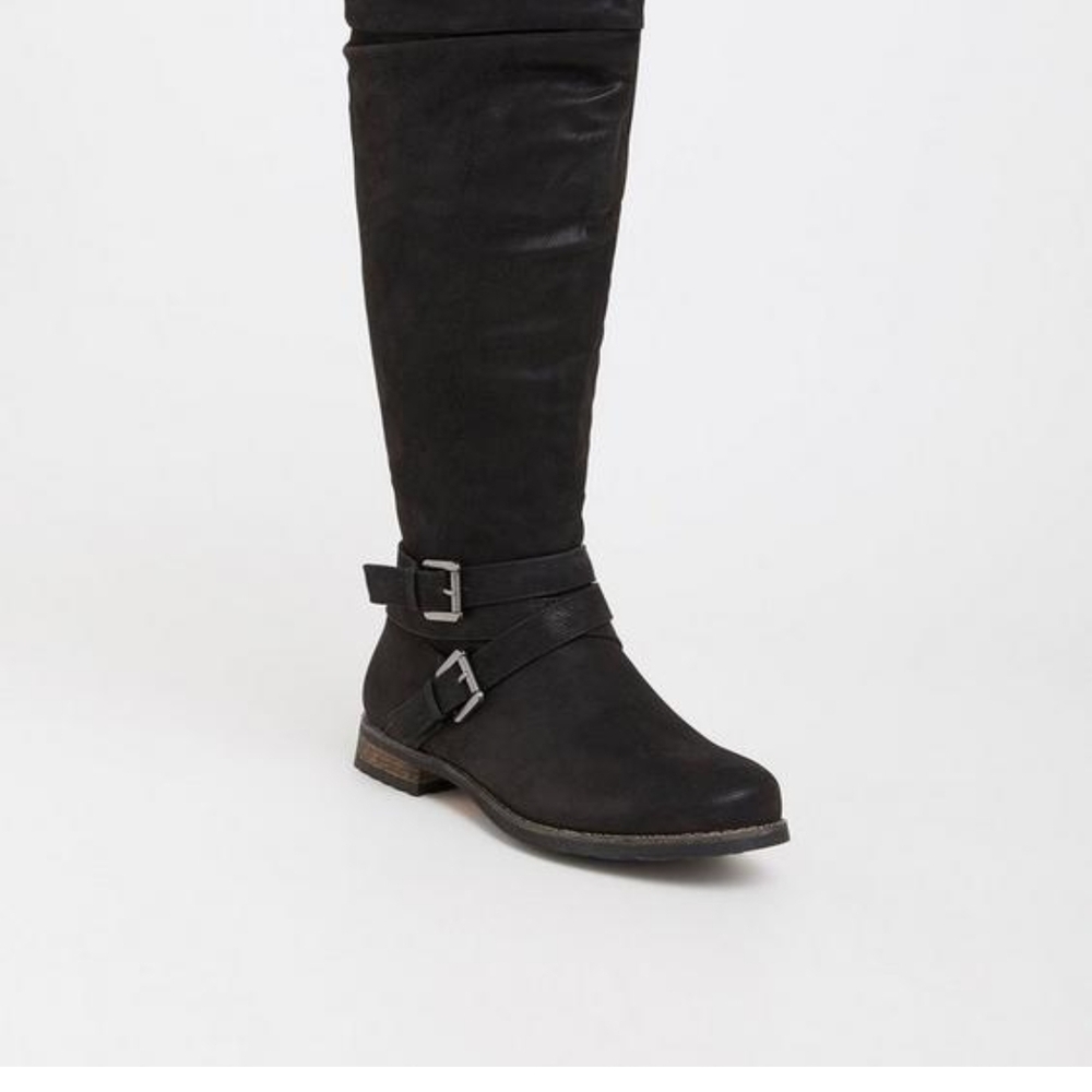 Torrid Black Over the Knee Boots with Buckle Detail